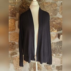 Gap Women's Large Slub Cotton Black Open Cardigan Side Slit